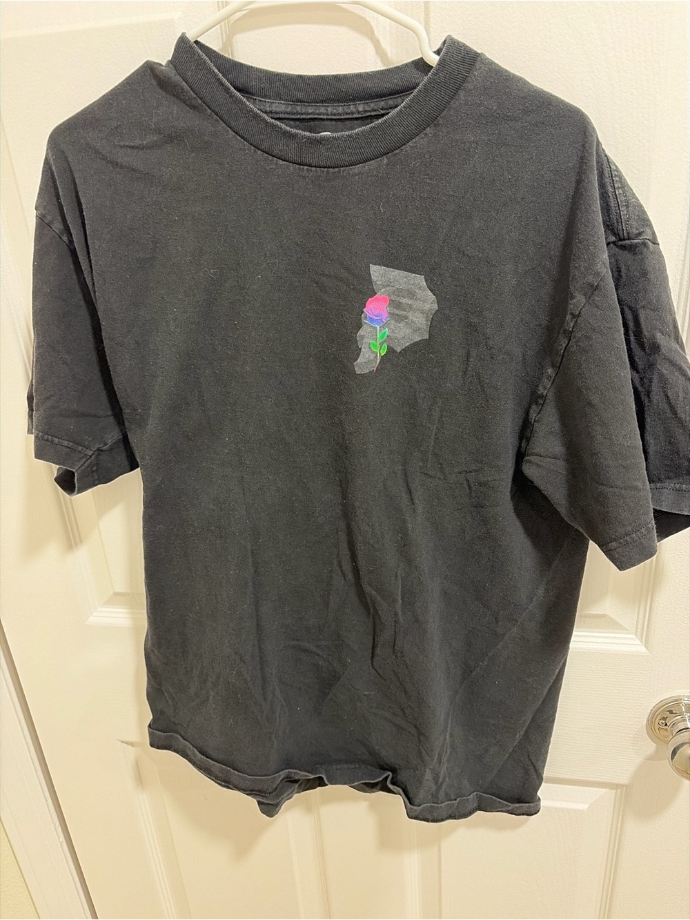 Primitive Black Short-Sleeve Tee with Pink Rose Motif